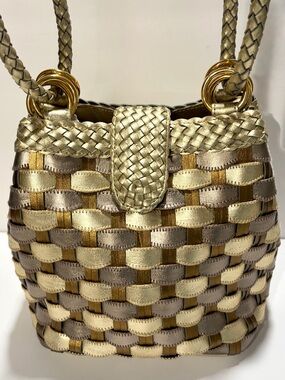 ✨ Vintage Warren Reed Mixed Metallic Woven Shoulder Bucket Bag ✨